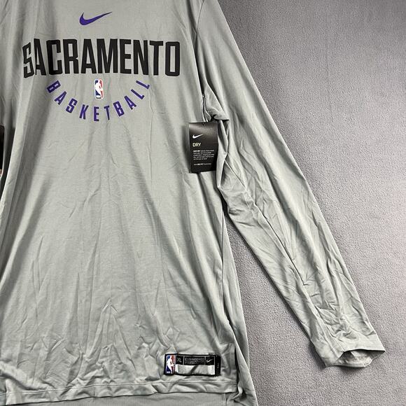 Nike Shirt Mens XL Tall Gray Sacramento Kings Dri-Fit Long Sleeve Team Issued - Picture 5 of 10